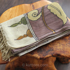 Kalamkari Hand Painted Cotton Scarf Ethnic Wrap Natural Colours Brown 21x75