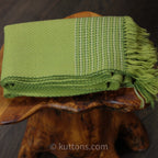 Handwoven Fine Merino Himalayan Wool Scarf Naturally Dyed with Tesu Flowers Tea Parrot Green 13x76 inch
