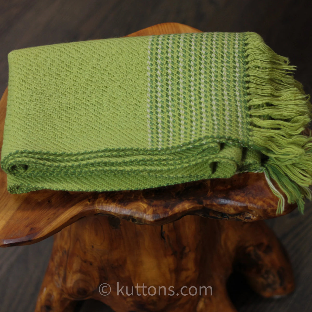 Handwoven Fine Merino Himalayan Wool Scarf Naturally Dyed with Tesu Flowers Tea Parrot Green 13x76 inch