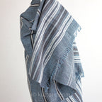 Rustic Charm Multipurpose Handspun Handwoven Ethnic Woolen Shawl Wrap cum Blanket Throw Blue 38x92