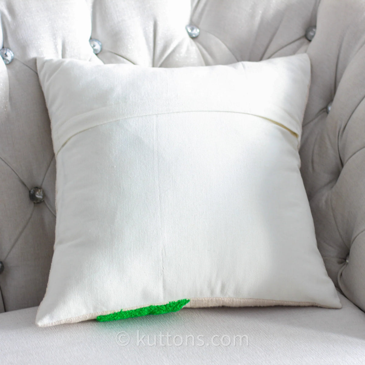 Christmas Reindeer Pillow Cover Textured Cotton Tufted Throw Cushion Case Cream Green 18x18 Square Single