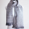 Himalayan Sheep Wool Scarf Handspun Handwoven in Ladakh Black White 145x67