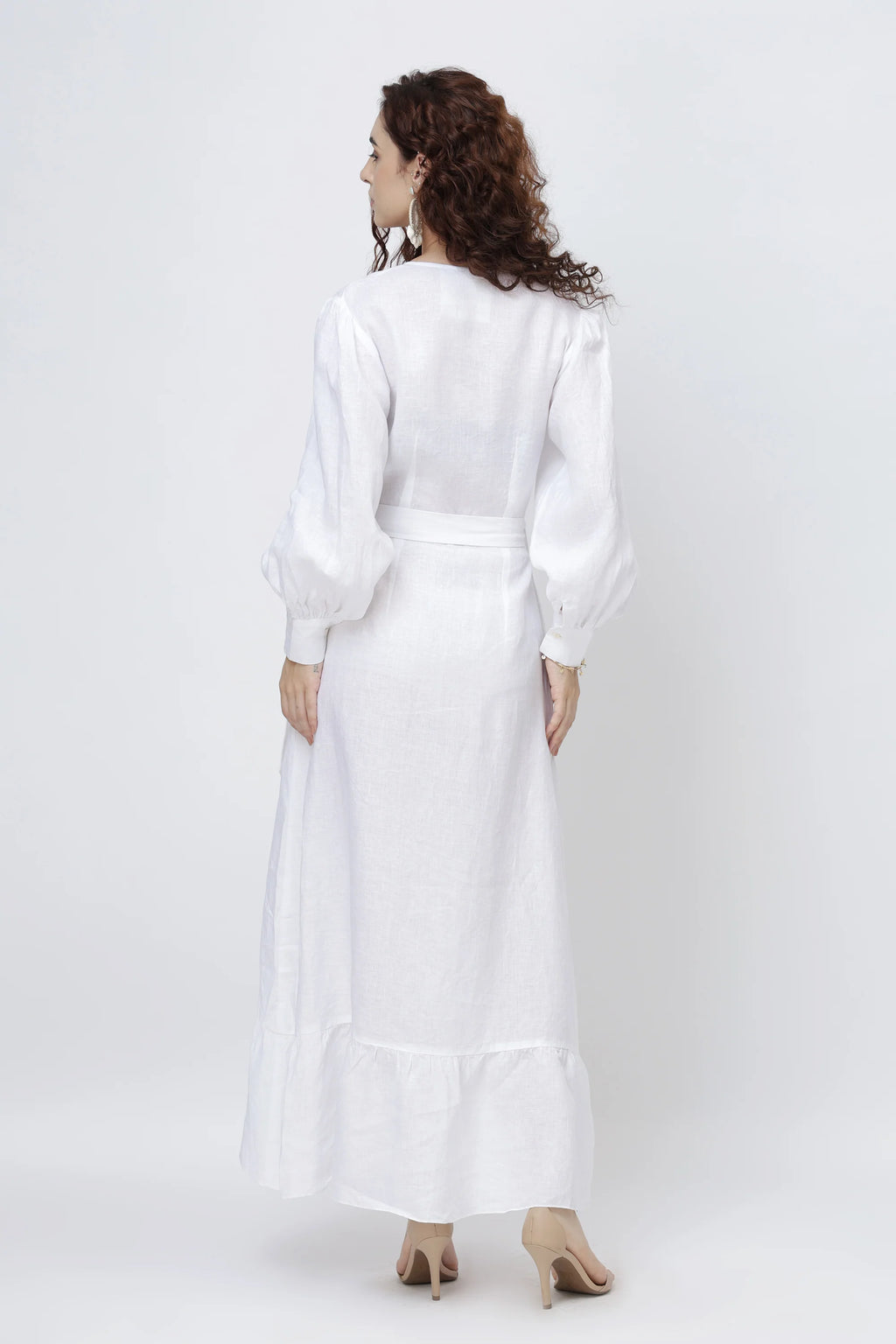 The Solenne Linen Wrap Maxi Dress Elegant Breathable Timeless