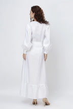 The Solenne Linen Wrap Maxi Dress Elegant Breathable Timeless