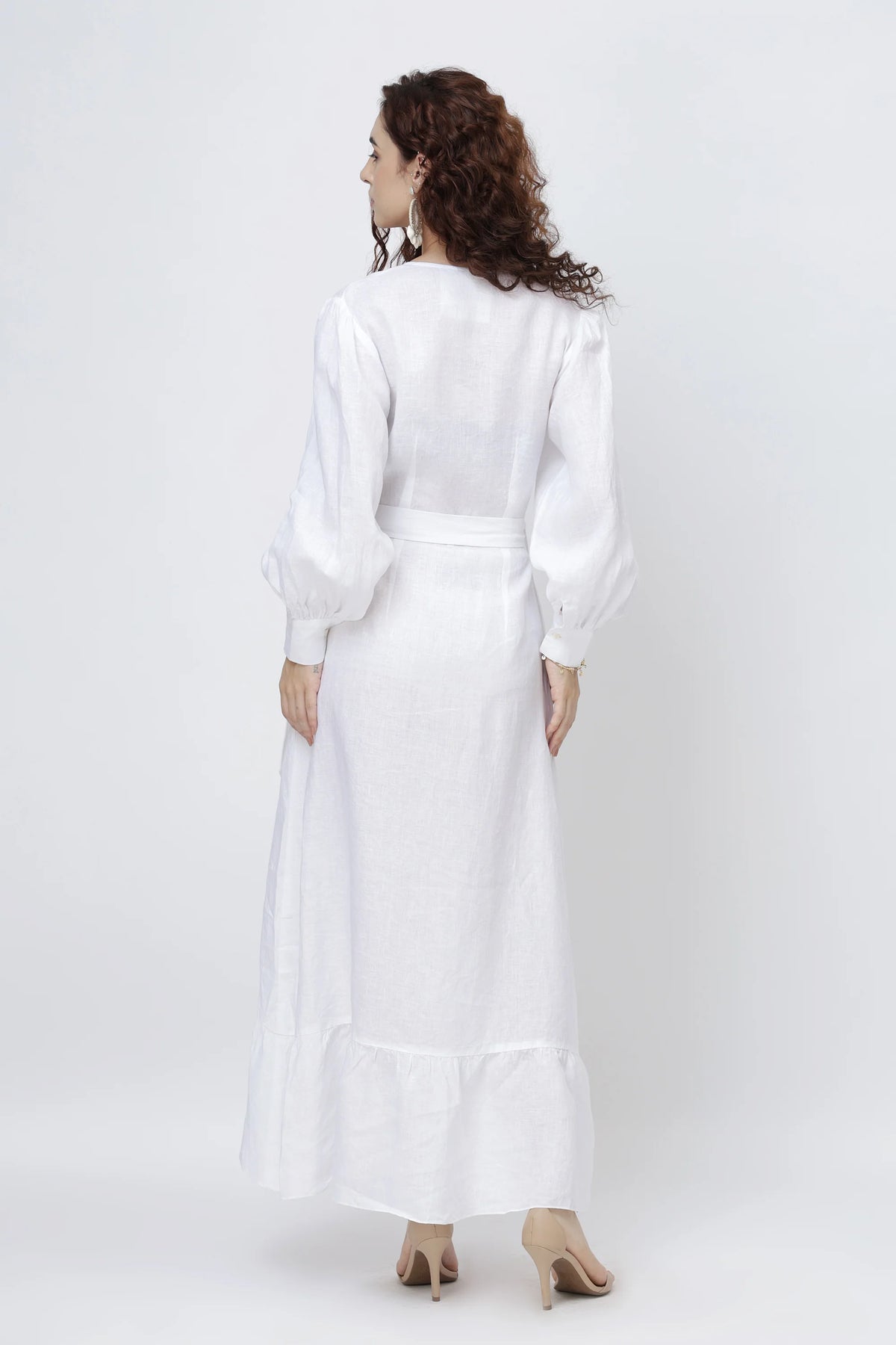The Solenne Linen Wrap Maxi Dress Elegant Breathable Timeless