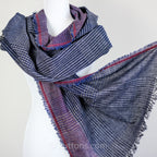 Ethically Crafted Cotton Scarf Hand Spun Hand Woven Artistry with Azo Free Vat Dyes Blue Maroon 25x78