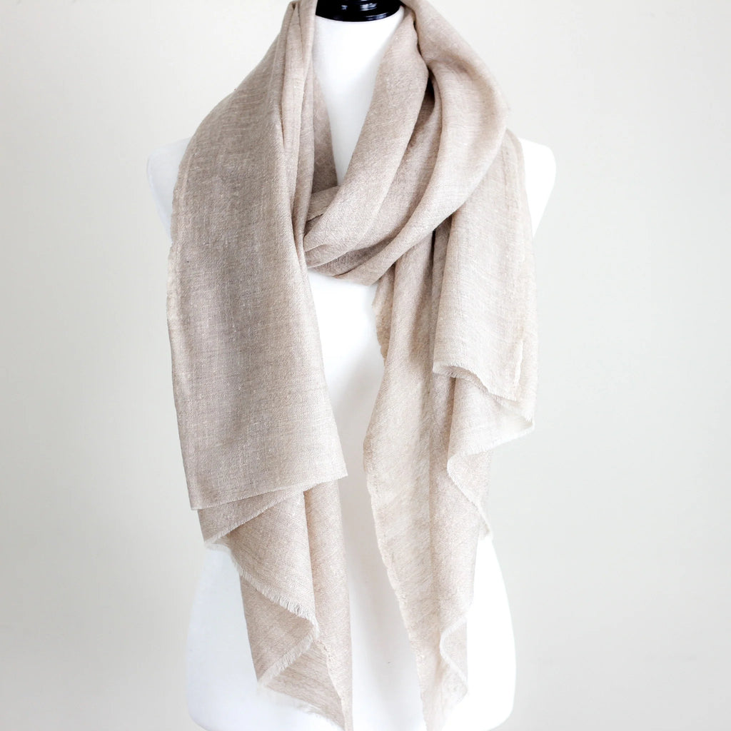 100 Pure Cashmere Scarf Handspun Softest Pashmina Cashmere Wool Stole from Ladakh Himalayas Light Brown 30x84