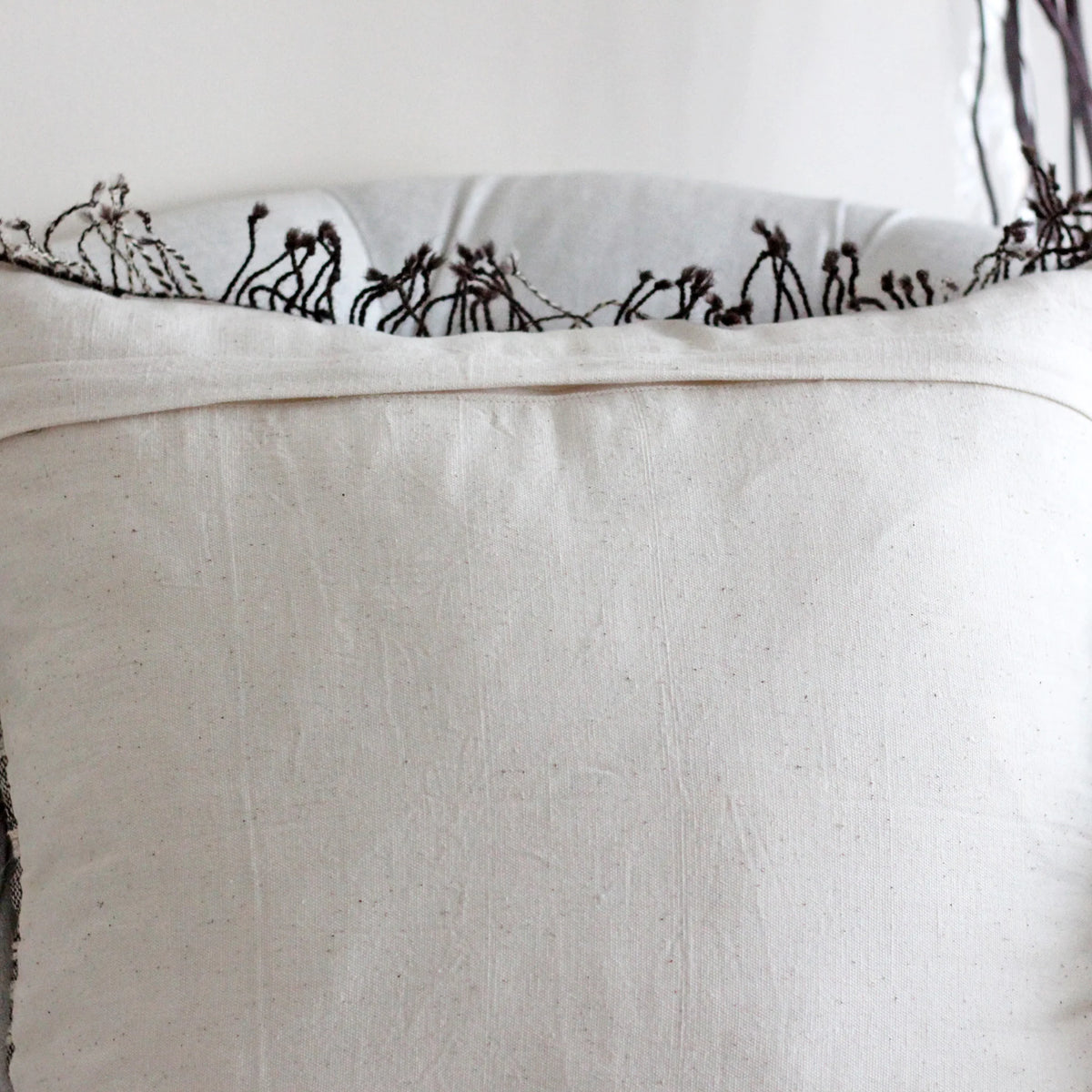 Handmade Bhujodi Throw Pillow Cover Rustic Wool Cotton Cushion Brown 22x22