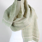 Himalayan Merino Wool Scarf Handspun Handwoven and Naturally Dyed in the Himalayas with Indigo Tesu Flowers Green 13x76