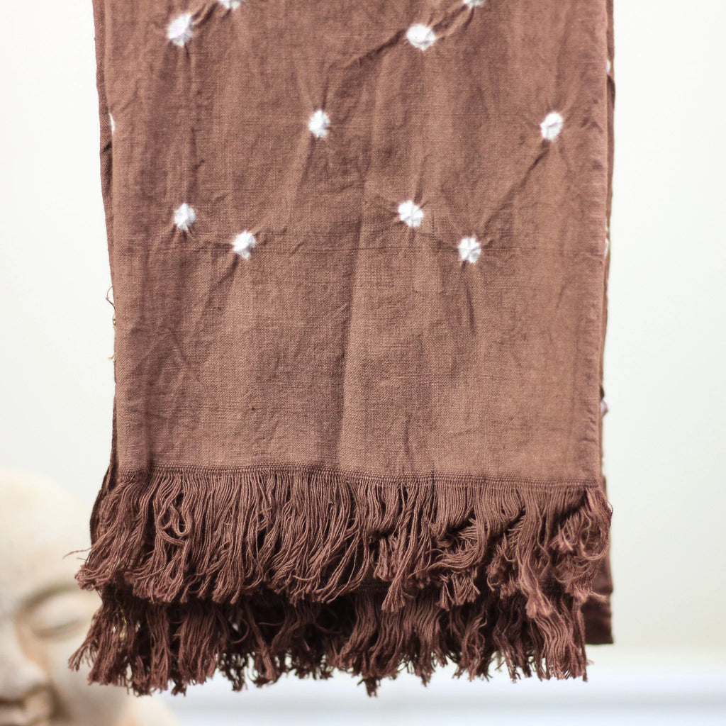 Bandhani Tie Dye Handwoven Cotton Decorative Towel Bathroom Decor Brown 27x59