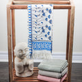 Hand Block Printed Handwoven Decorative Cotton Bath Towel White Blue 29x62