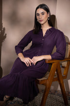 Tiered Button Front Midi Dress in European Linen Gathered Midi Shirt Dress
