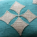 Sky Blue Cotton Jute Throw Pillow Cover Natural Texture Blue Cushion 16x16