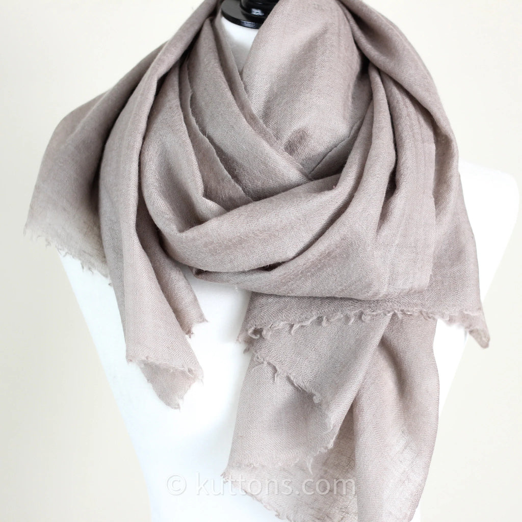 Pure Pashmina Cashmere Stole Soft Featherweight Handspun Pashmina Cashmere Wrap from Ladakh Himalayas Light Gray 29x82