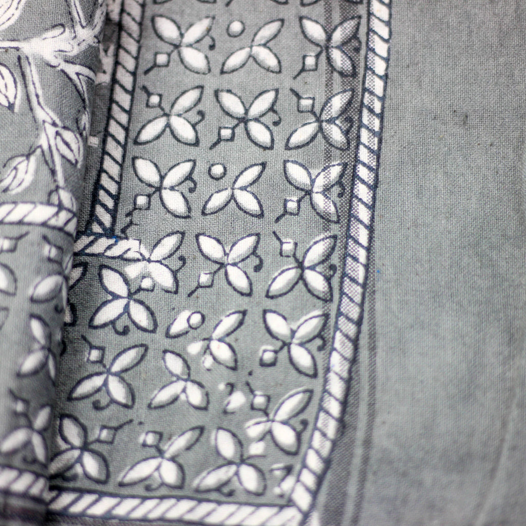 Naturally Dyed Handwoven Hand Block Printed Decorative Cotton Towel Gray 28x62