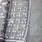 Naturally Dyed Handwoven Hand Block Printed Decorative Cotton Towel Gray 28x62