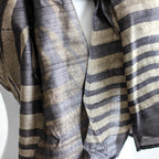100 Pure Tussar Silk Stole Handwoven Naturally Dyed Block Art Print Grey 22x71