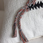 Boho Pillow Cover with Playful Long Tassels Handwoven 100 Cotton Cushion Cream 18x18