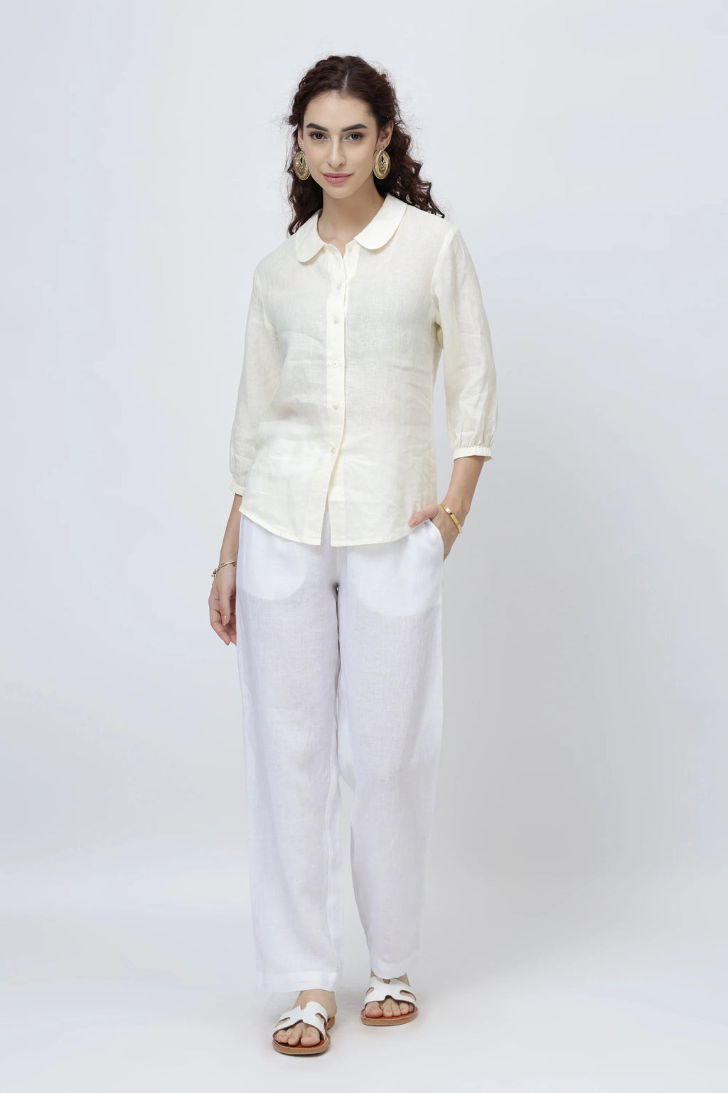 Signature Linen Button Shirt Soft Spread Collar