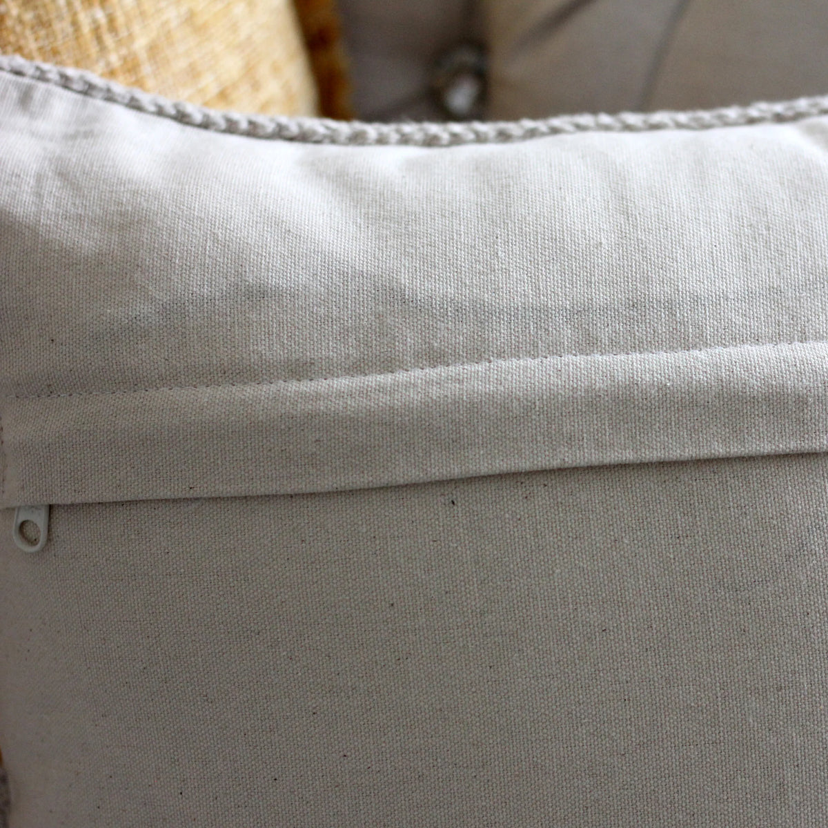 Handwoven 100 Cotton Throw Pillow Cover Decorative Hand Knotted Cushion Cream 18x18