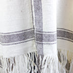 Handwoven Pure Himalayan Sheep Wool Shawl Rustic Warm Blanket White Cream 39x82