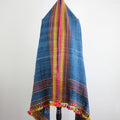 Handspun Handwoven Multipurpose Ethnic Shawl cum Throw Sheep Wool Blue 37x82