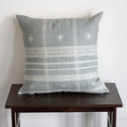 Handwoven Bhujodi Wool Cotton Cushion Cover Vintage Rustic Pillow Gray Blue 20x20