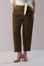 Linen Tapered Pant Relaxed Fit Linen Pants with Elastic Waist