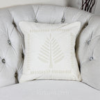 Applique Work Cotton Cushion Cover Handcrafted Decorative Pillow Cream 16x16