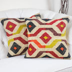 Handwoven Jute Cotton Boho Kilim Pillow Cover Sets Throw Pillows Cream Yellow Set of 2 Multiple Options 18x18