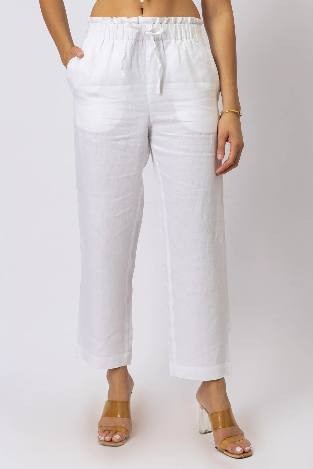 European Linen Relaxed Drawstring Pants