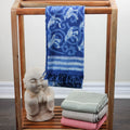 Naturally Dyed Art Block Print Handwoven Cotton Towel Guest Bathroom Decor Blue 28x62