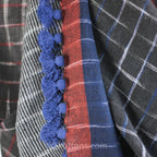 Eco Chic Elegance Handspun Handwoven Organic Cotton Scarf Dyed Naturally Empowering Women Weavers Blue Red 24x76