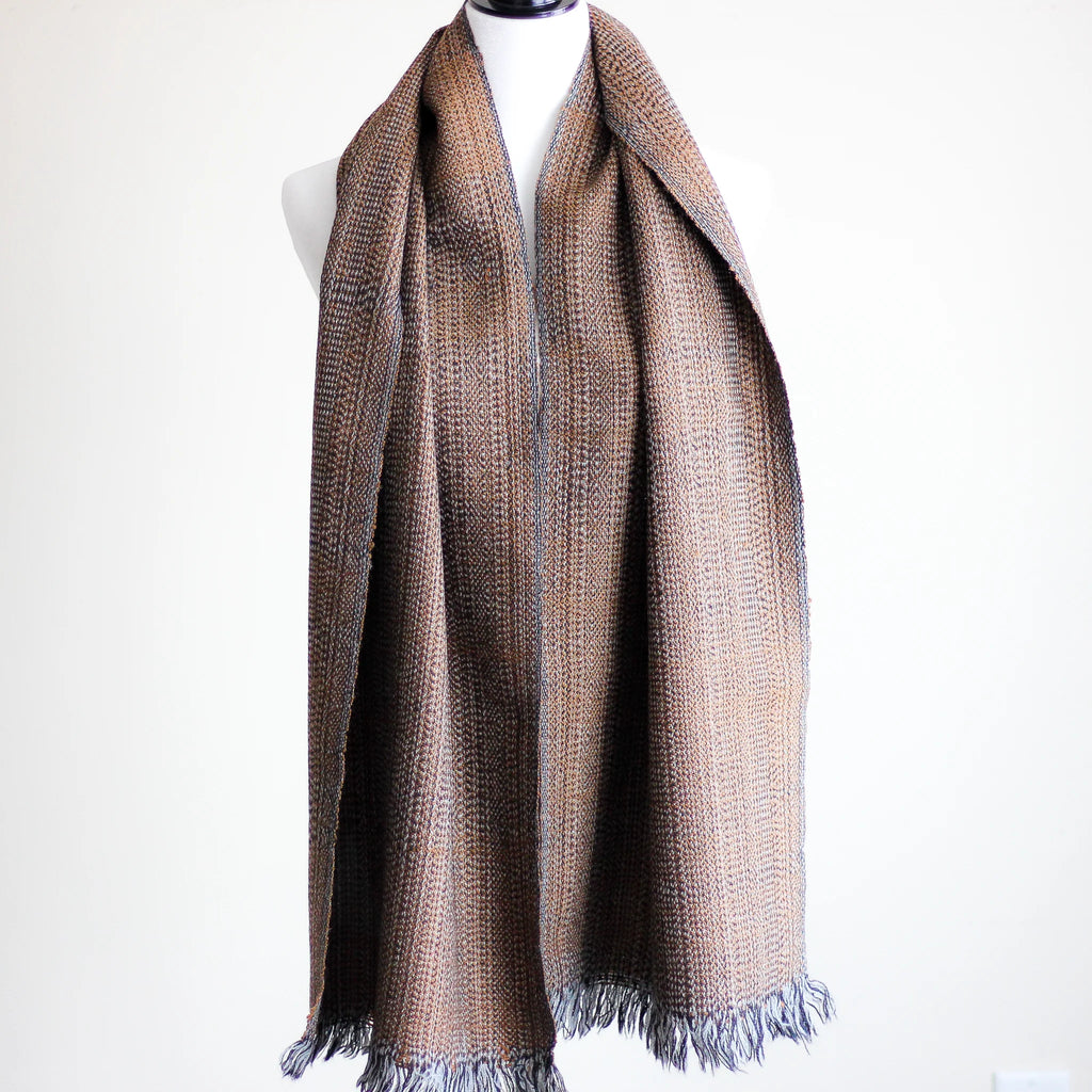 Camel Wool Scarf One of a Kind Himalayan Double Hump Bactrian Camel Wool Muffler Handwoven in Ladakh Brown 15x67