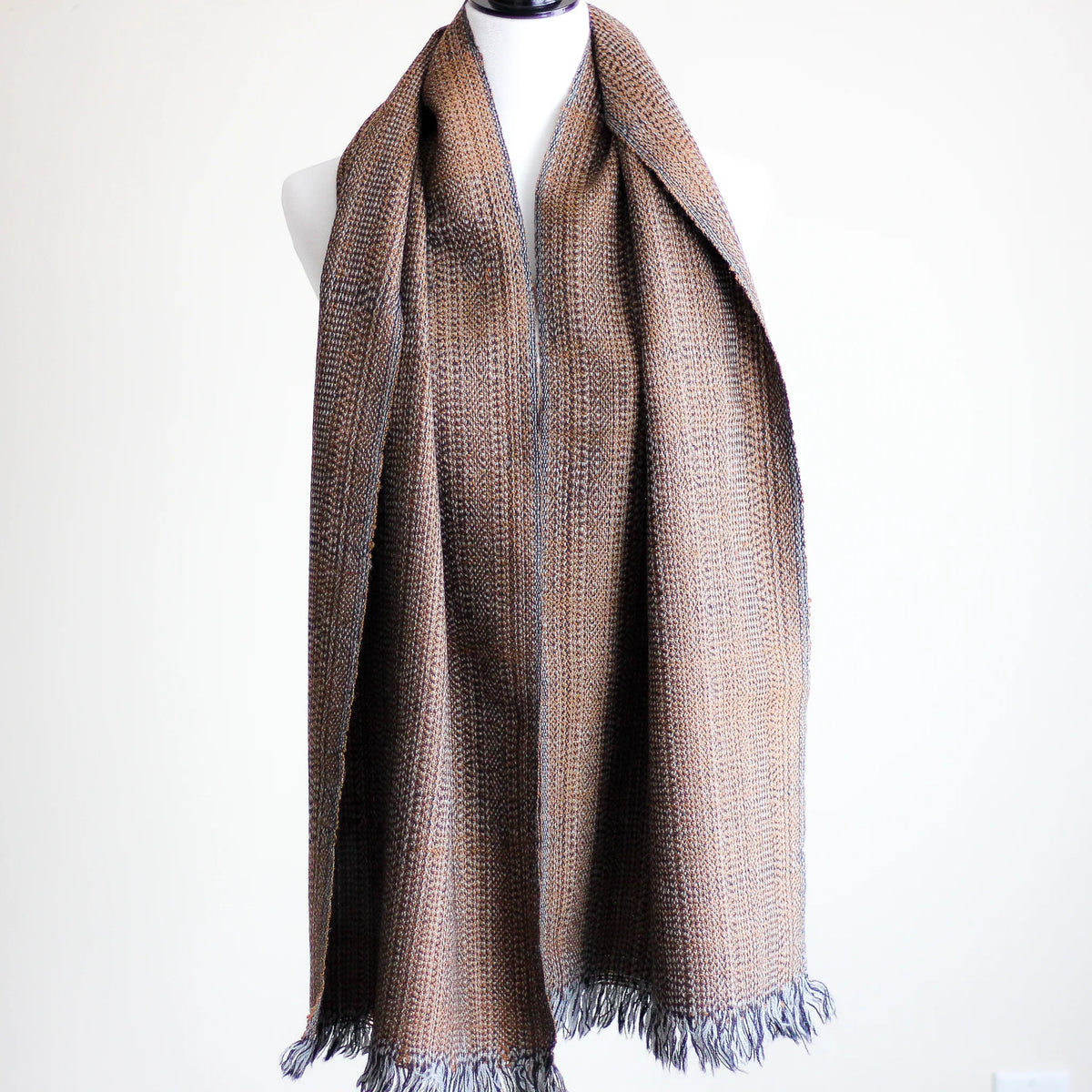 Camel Wool Scarf One of a Kind Himalayan Double Hump Bactrian Camel Wool Muffler Handwoven in Ladakh Brown 15x67