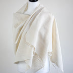 Organic Kala Cotton Bhujodi Scarf Handspun and Handwoven Cream 24x76