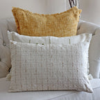 100 Silk Basket Weave Textured Pillow Cover Coconut Shell Button Cream Golden Brown Cushion 16x24
