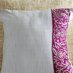 Decorative Silk Cushion Cover Intricate Floral Embroidery Cream Pillow 155