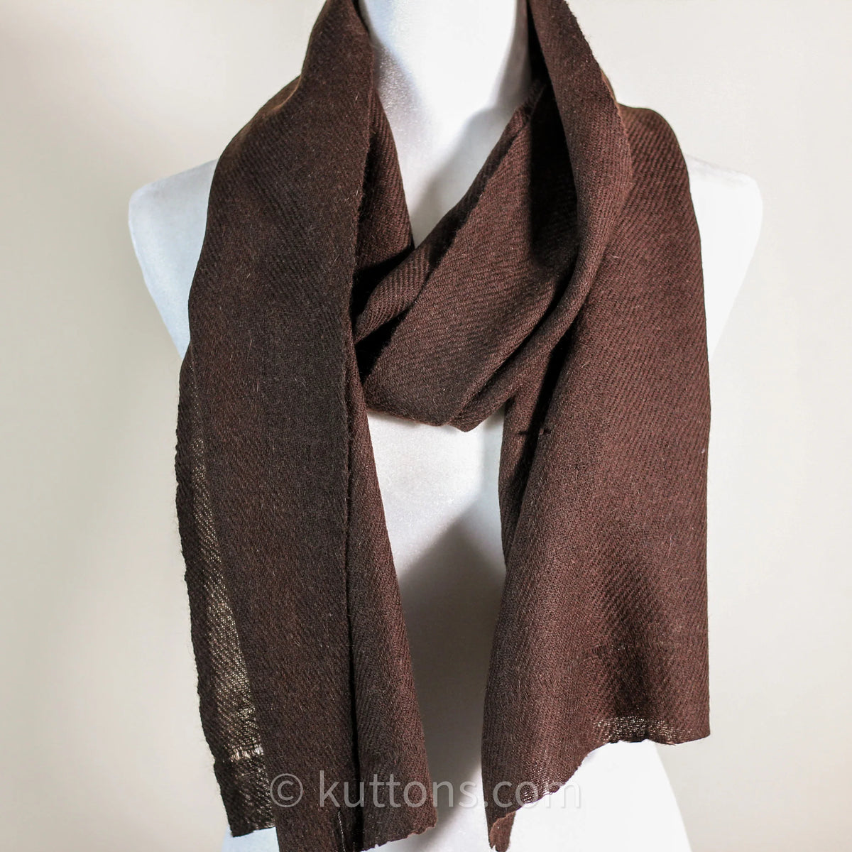 100 Pure Ladakh Yak Wool Scarf Handspun Handwoven Soft Light Stole by Women Weavers in the Himalayas Dark Brown 13x76