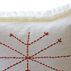Hand Embroidered 100 Linen Gauze Pillow Cover Fringed Edges Handmade 16x24