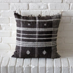 Handmade Bhujodi Throw Pillow Cover Rustic Wool Cotton Cushion Brown 22x22