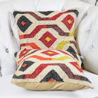 Handwoven Jute Cotton Boho Kilim Pillow Cover Sets Throw Pillows Cream Yellow Set of 2 Multiple Options 18x18
