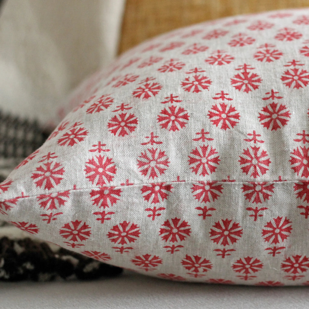 25 Lea Linen Hand Block Printed Cushion Cover Handmade Decorative Pillow 20x20