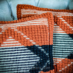 Handwoven Textured Cotton Pillow Cover Coral Black 18x18 Square Set of 2