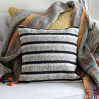 Handwoven Cotton Throw Pillow Cover Indoor Outdoor Cushion Sturdy Black White 18x18