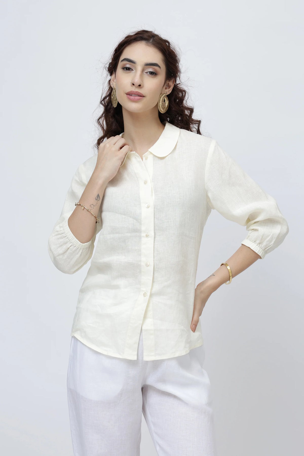 Signature Linen Button Shirt Soft Spread Collar