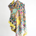Hand Painted Kalamkari Cotton Wrap Cum Art Decor Depicting Ethnic Women with Deers Natural Colours Multicolour 36x94