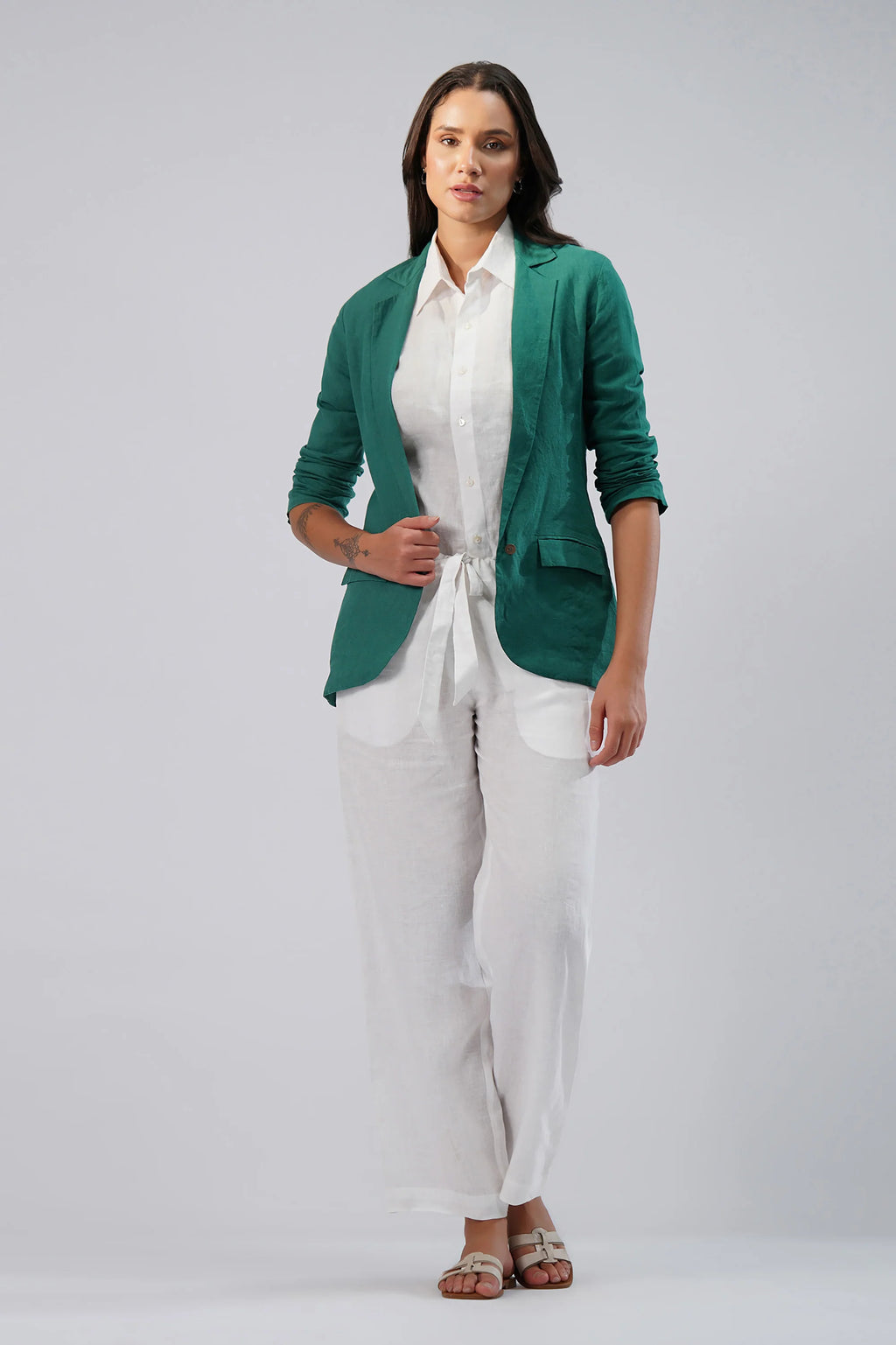 The Verde Tailored Linen Blazer Relaxed Fit European Linen Blazer for Effortless Layering