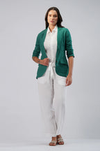 The Verde Tailored Linen Blazer Relaxed Fit European Linen Blazer for Effortless Layering