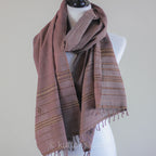 Handwoven Organic Kala Cotton Scarf Wrap with Tassels Antique Fuschia 22x74